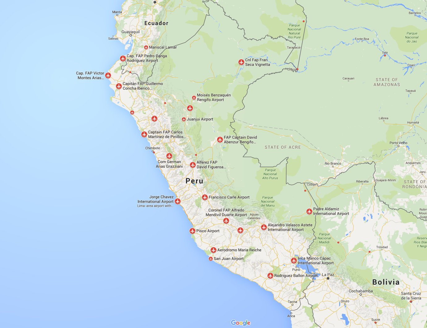 PERU AIRPORTS MAP